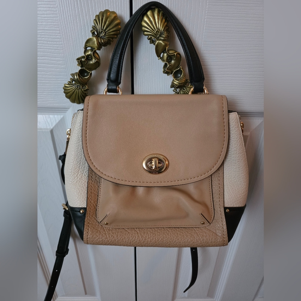 HTF Coach Faye Convertible Crossbody/Backpack Tri-Colorblock Purse